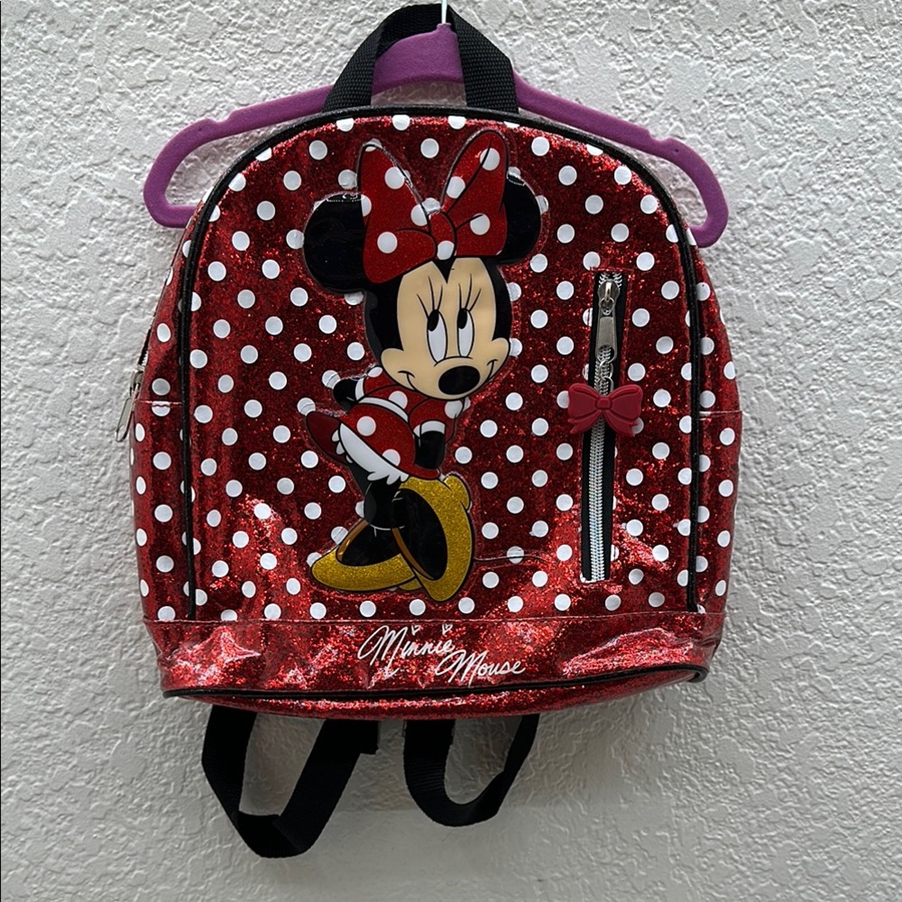 Disneyland Red and White Minnie Mouse Polka Dot Backpack EUC